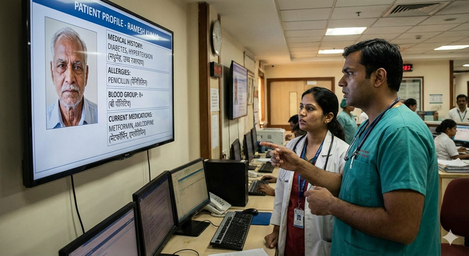 ISIC command centre — doctor reviewing patient profile on screen