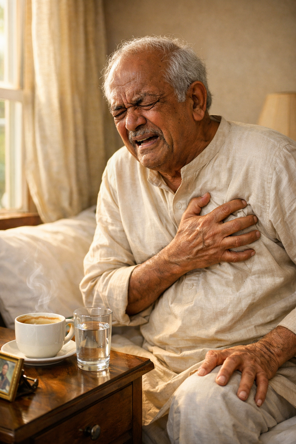 Old person sudden heart pain