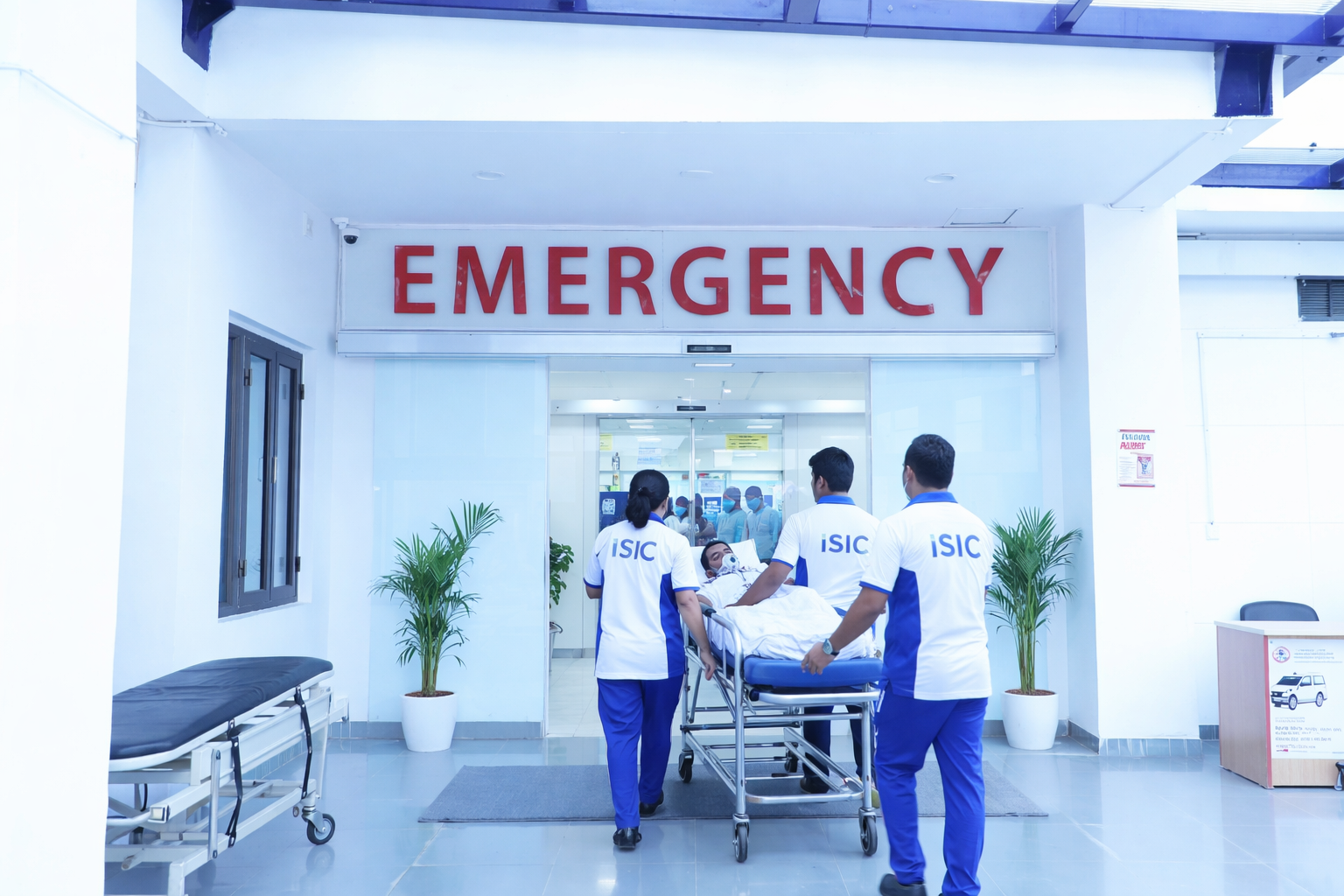 Ambulance arriving at ISIC hospital